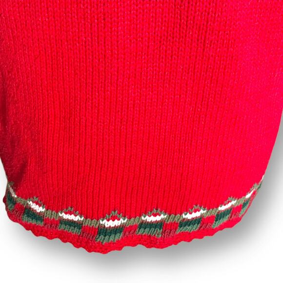 Vintage Tiara International Christmas Sweater XL Red Tree Teddy Bear Holiday - Picture 5 of 13